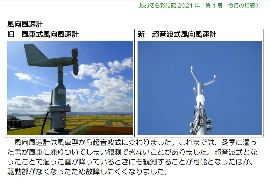 風向風速計の新旧での違いの解説