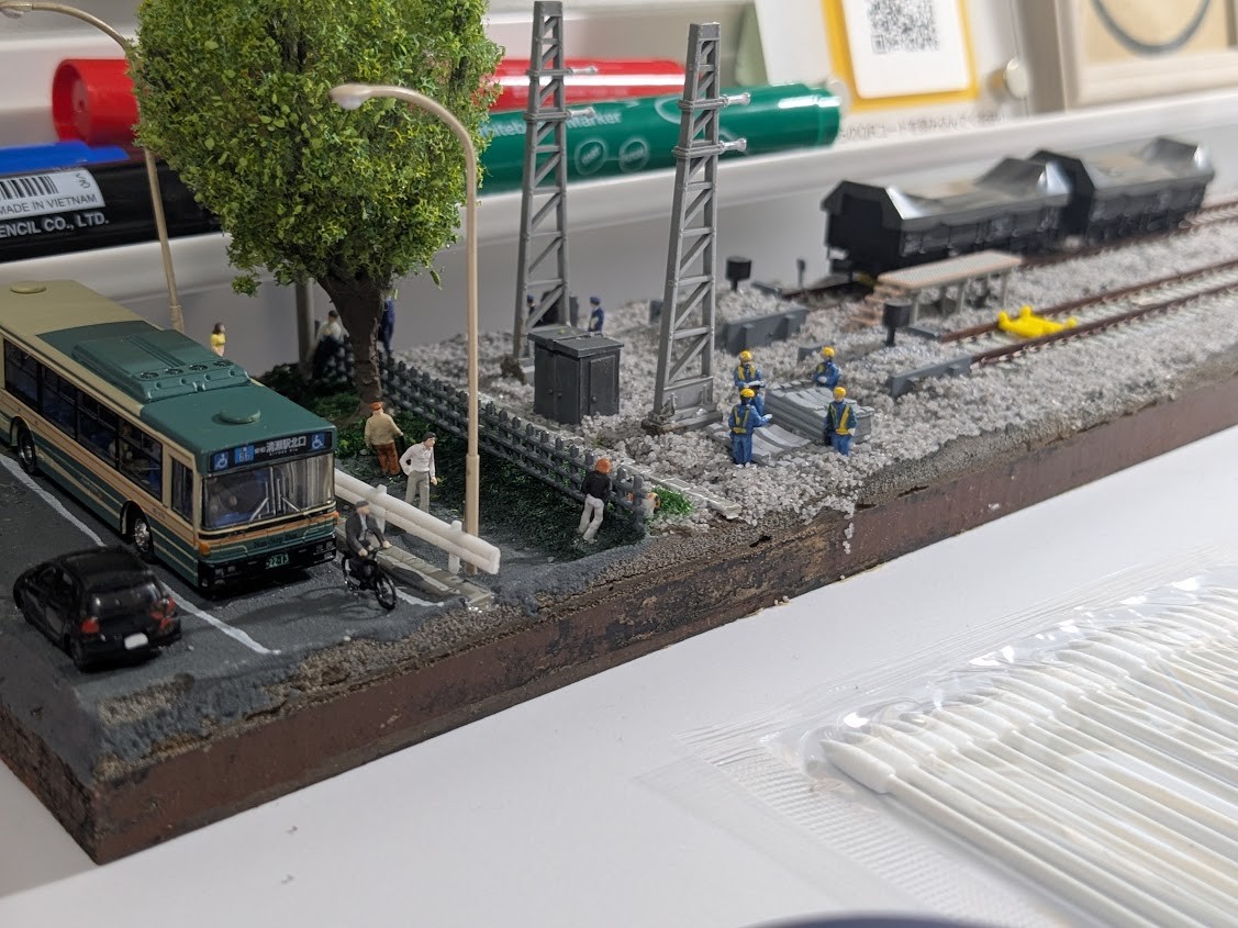 手歯止めを設置したほぼ完成状態のレイアウトの写真